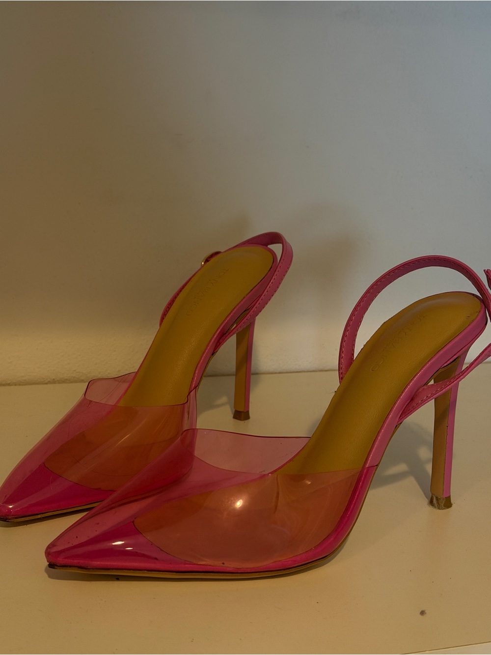 Tony Bianco Pink Clear Slingback Stiletto Heels